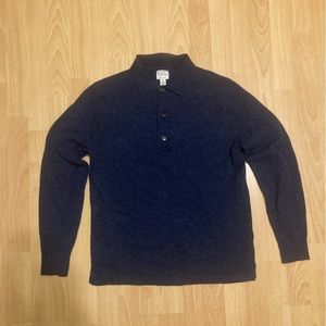 J. Crew Rugged Merino Wool Sweater Adult S Small Blue Navy Shawl Collar Pullover